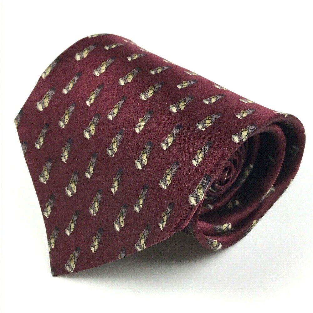 JERRY J GARCIA1996 Men's Silk Necktie Lady with Argyle Socks #14 Burgundy Tie - Picture 5 of 11